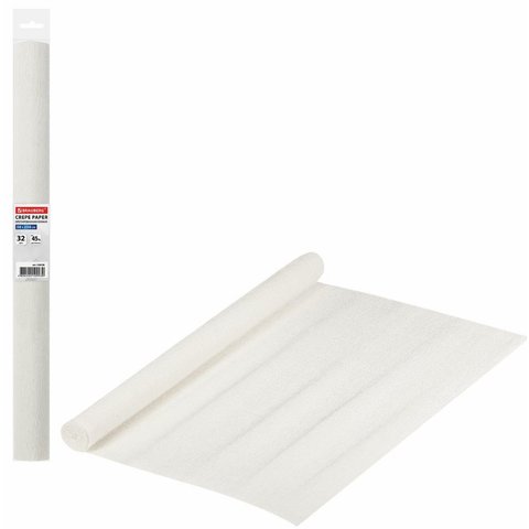 цветная бумага креповая 50х250см белый 32г/м бкцм-б 190268