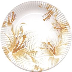 тарелки бумажные Золотые Цветы 18см 6шт 8225