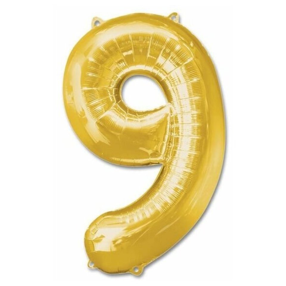 шар фольгированный Цифра 9 золото 85см 1386212