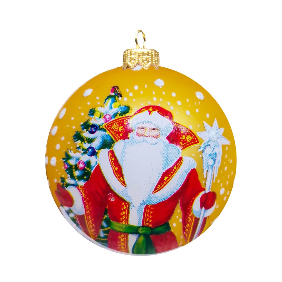 игрушка стеклянная шар Дед Мороз 6,5см ку-65-214208