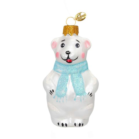 игрушка стеклянная Мишутка В Шарфе 9см фу-739/1/3