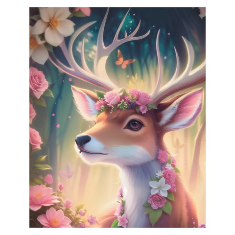 картина по номерам Олененок В Цветах 40х50см х-8583