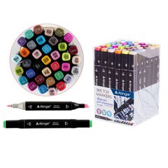 скетч-маркеры набор 36 цветов двухсторонние, острый-скошенный наконечник пластиковая упаковка al7497
