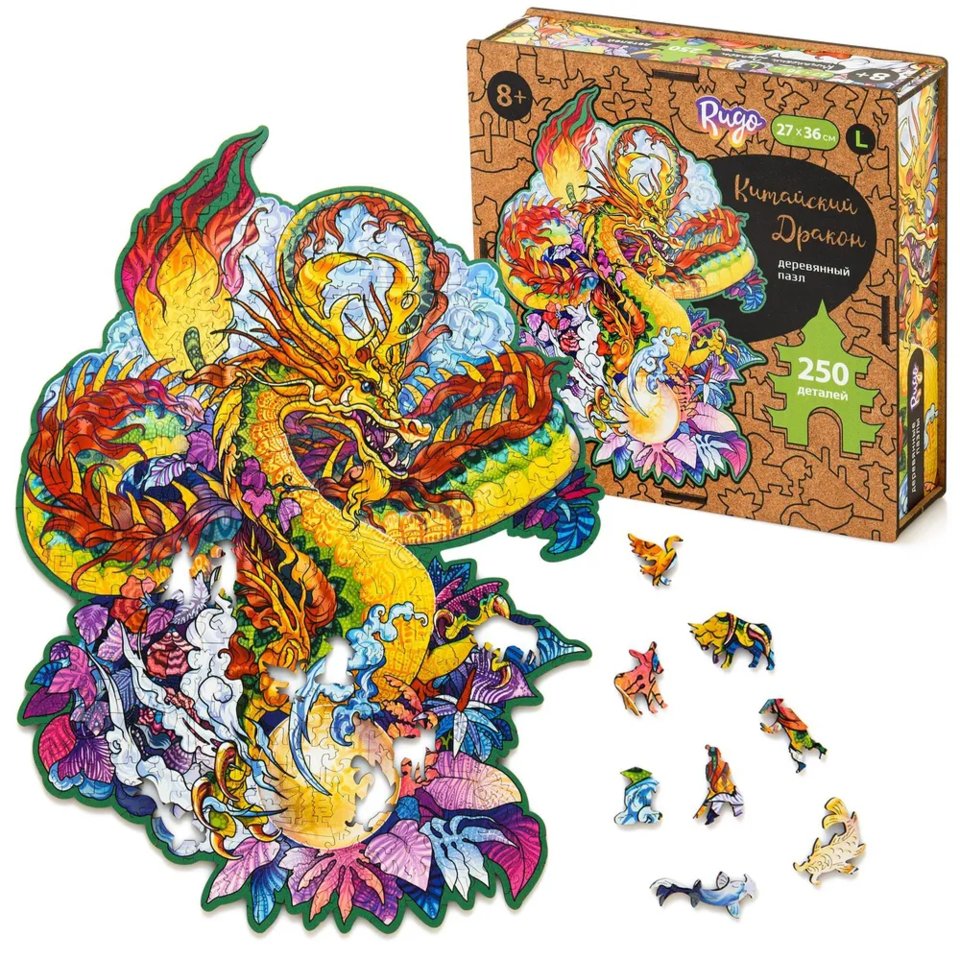 пазлы 250 деталей дерево Китайский дракон