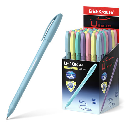 ручка шариковая ERICH KRAUSE u-108 Ultra Glide Pastel Stick синяя 58110