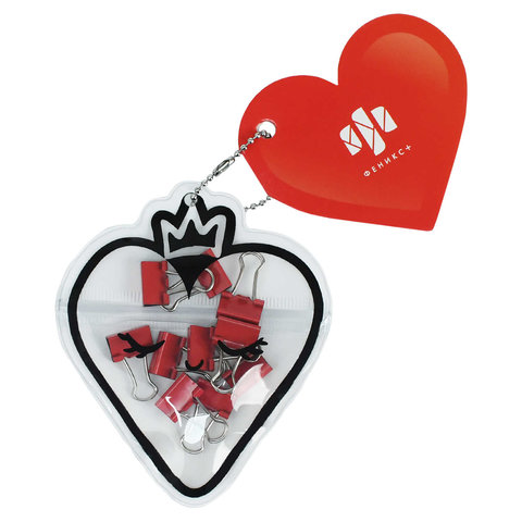 набор канцелярский зажимы 15х25мм красный Кокетливое сердечко 71500