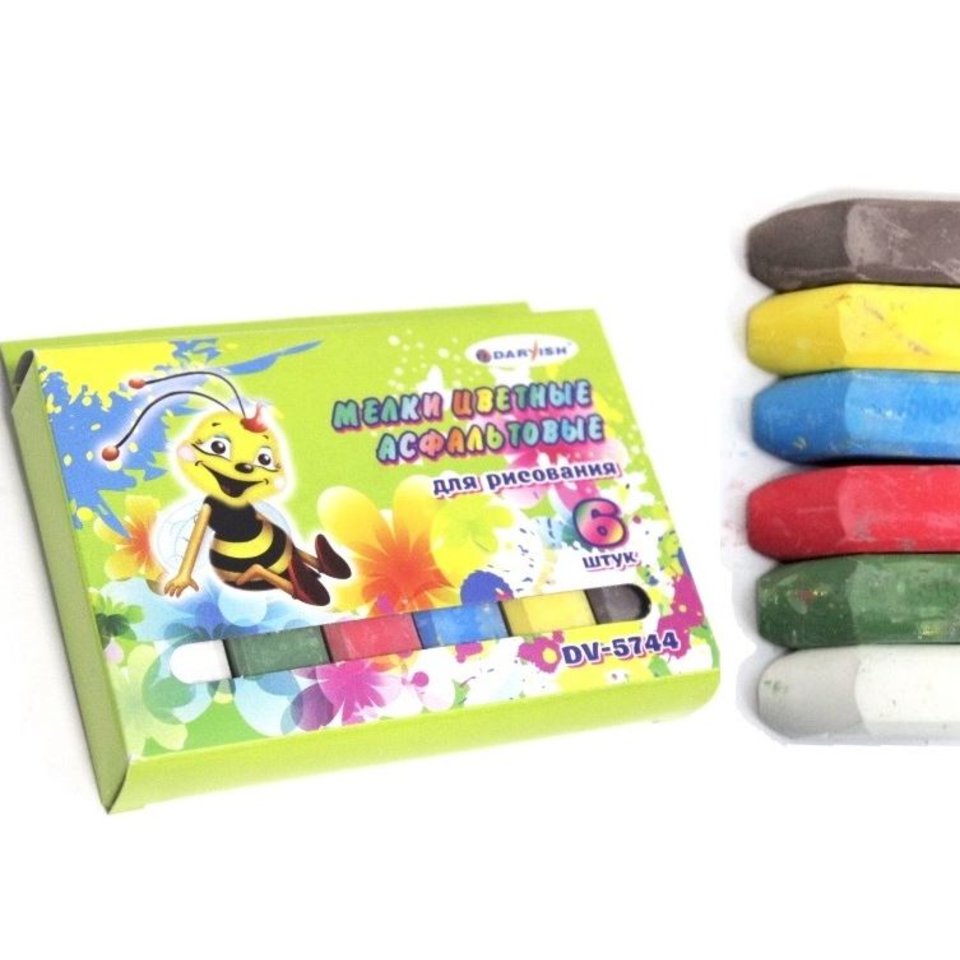 мелки 6шт/уп для асфальта толстые цветные dv-5744