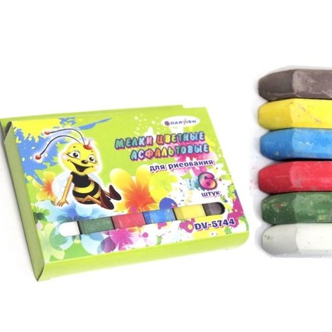 мелки 6шт/уп для асфальта толстые цветные dv-5744