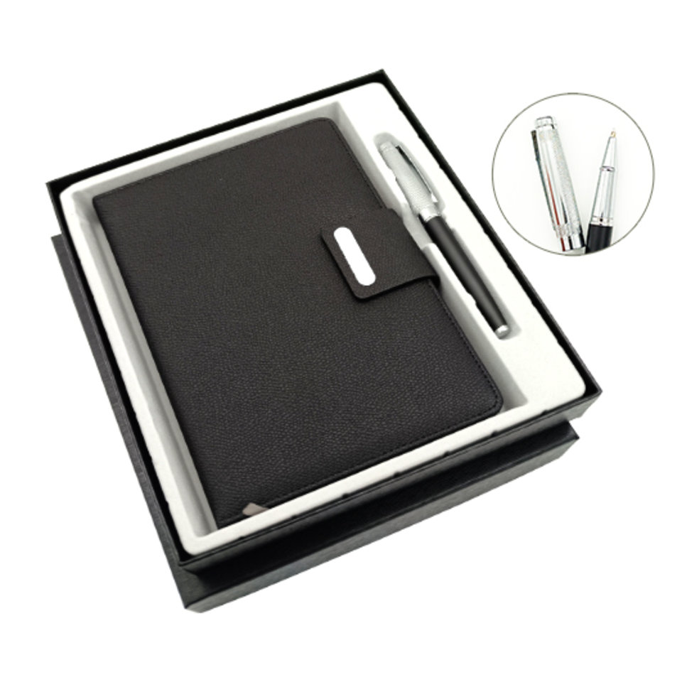 книга для записи А5 черная в подарочном наборе с ручкой db-274