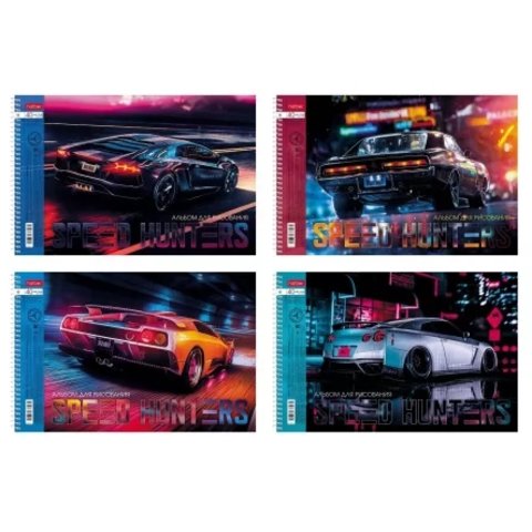 альбом для рисования 40л Охотники за скоростью спираль перфорация 085290