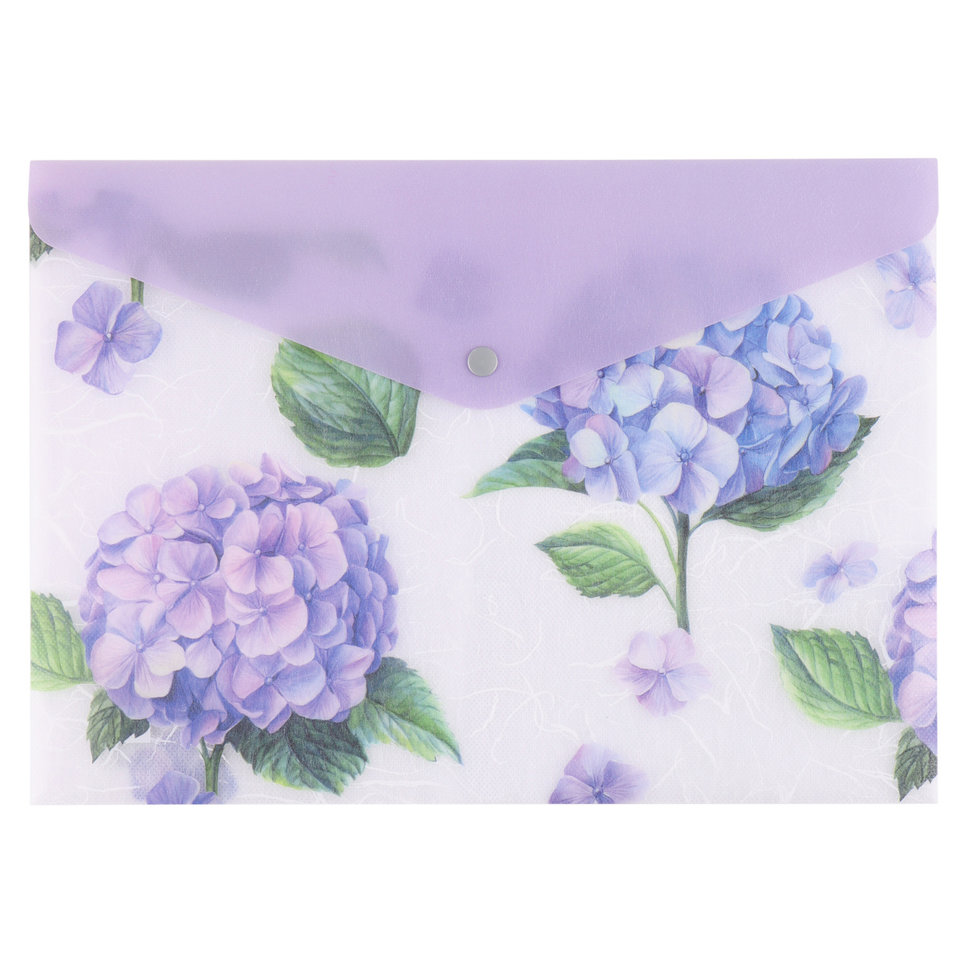 папка-конверт на кнопке А4 непрозрачная Гортензия 231776