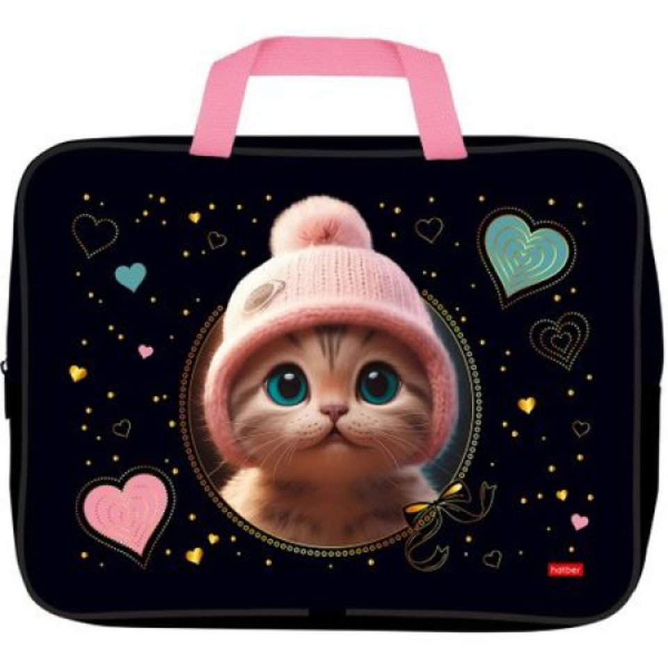 папка для тетрадей А4 с ручками Котенок в шапочке текстиль 32090 084732