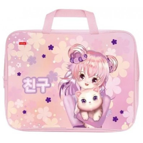 папка для тетрадей А4 с ручками Аниме с котиком текстиль 31073 084714