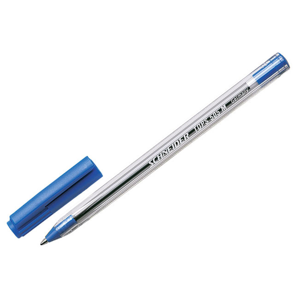 ручка шариковая SCHNEIDER TOPS 505 М Cristal синяя 1мм прозрачный корпус