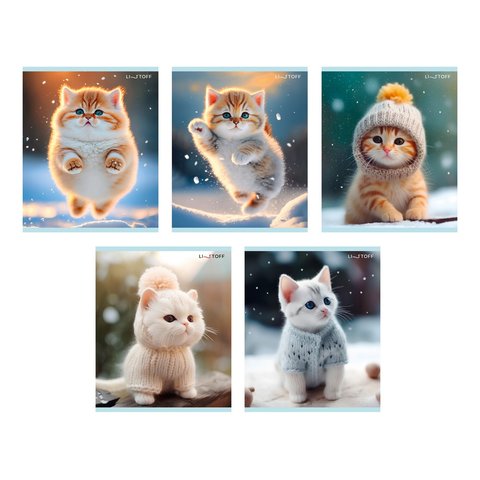 тетрадь 48 листов Зимние Котики в клетку тккл488752