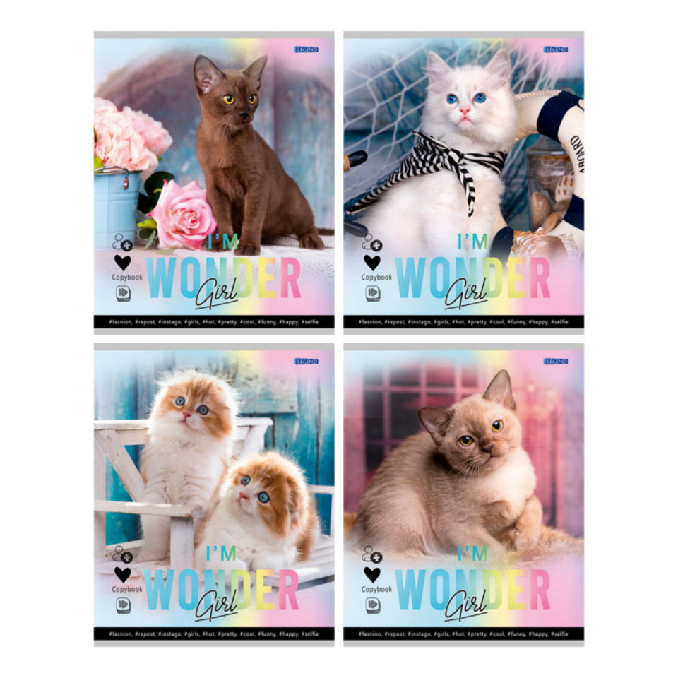 тетрадь 48л Очаровательные котики клетка 4363