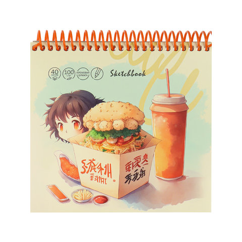 скетчбук А6 40 листов Сытный Обед 165х165мм 100г/м 1801