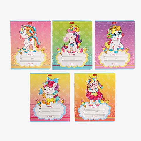 тетрадь 12 листов Пони Единорожки в косую линейку 080079