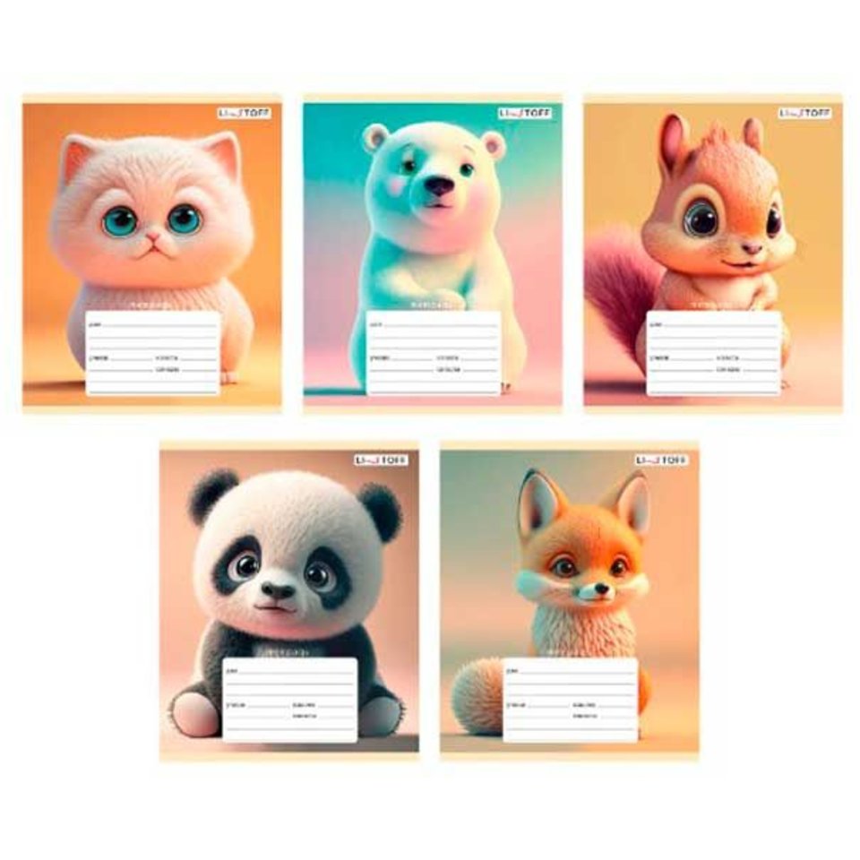 тетрадь 12 листов Зверята в клетку ткл128880