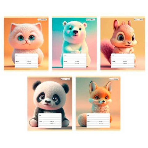 тетрадь 12 листов Зверята в клетку ткл128880