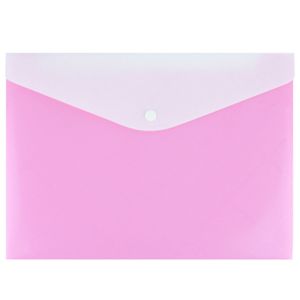 конверт на кнопке А4 Diamond с дополнительным карманом розовая dv-0377d-pn