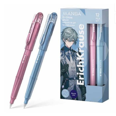 ручка гелевая 9q ek g-glass stick manga 0.5мм игл.нак. 61305(sb)