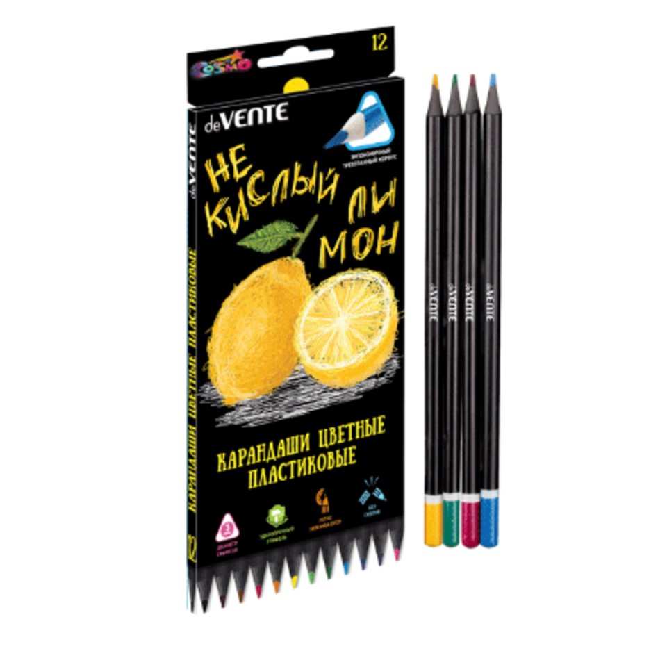 цветные карандаши 12 цветов deVENTE Juicy black трехгранные 5022119 цветные карандаши 12 цветов deVENTE Juicy black трехгранные 5022119