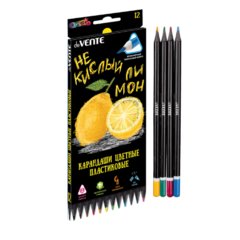 цветные карандаши 12 цветов deVENTE Juicy black трехгранные 5022119