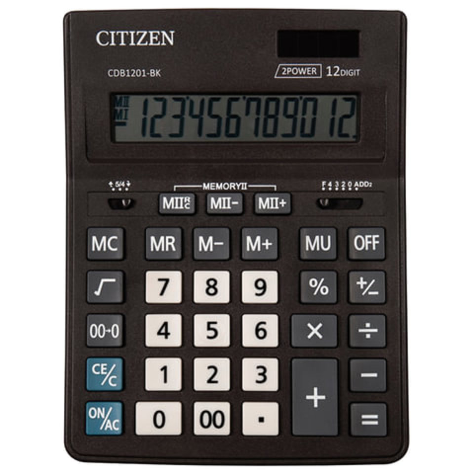 калькулятор настольный 12 разрядов Citizen cdb1201-bk 888tii