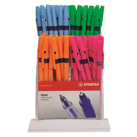 ручка шариковая STABILO Liner 808/80 флюоресцентые цвета корпуса ручек, ассорти