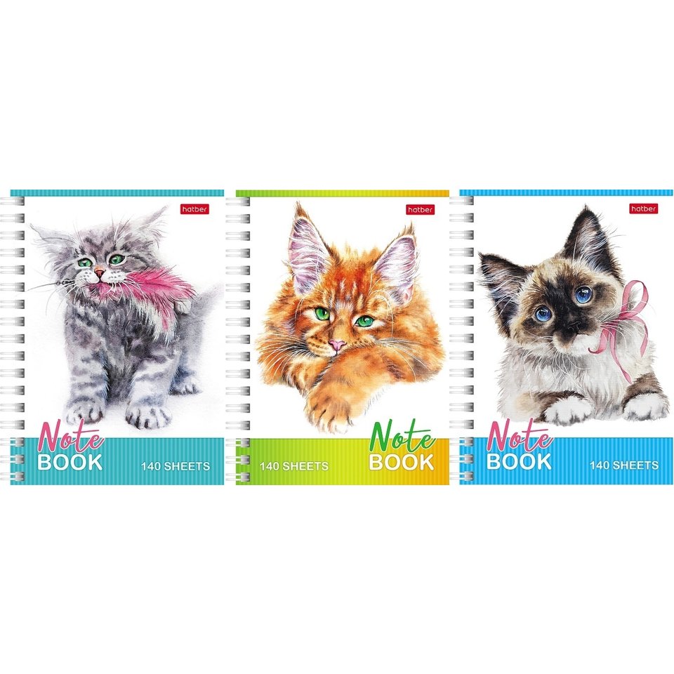 записная книжка А6 80 листов Котики Бывают Разные на гребне 083553