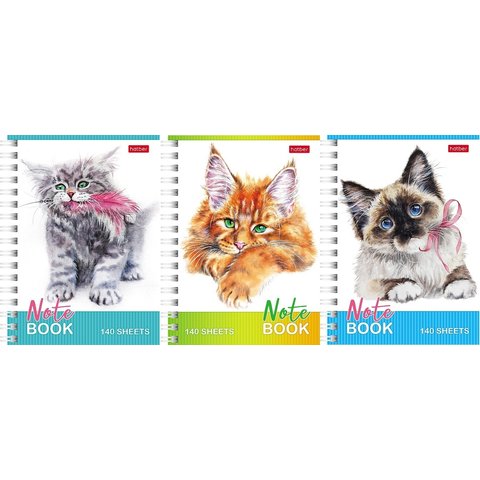 записная книжка А6 80 листов Котики Бывают Разные на гребне 083553