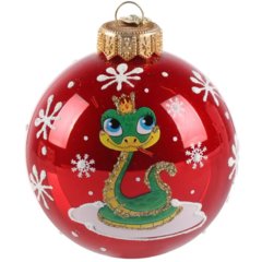 игрушка стеклянная шар Змея-Красавица 8см ку-80-244019