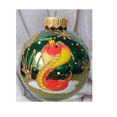 игрушка стеклянная шар Змея-Королева 8см ку-80-244018