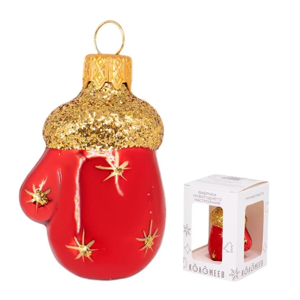 игрушка стеклянная Варежка 6см фу-172/1