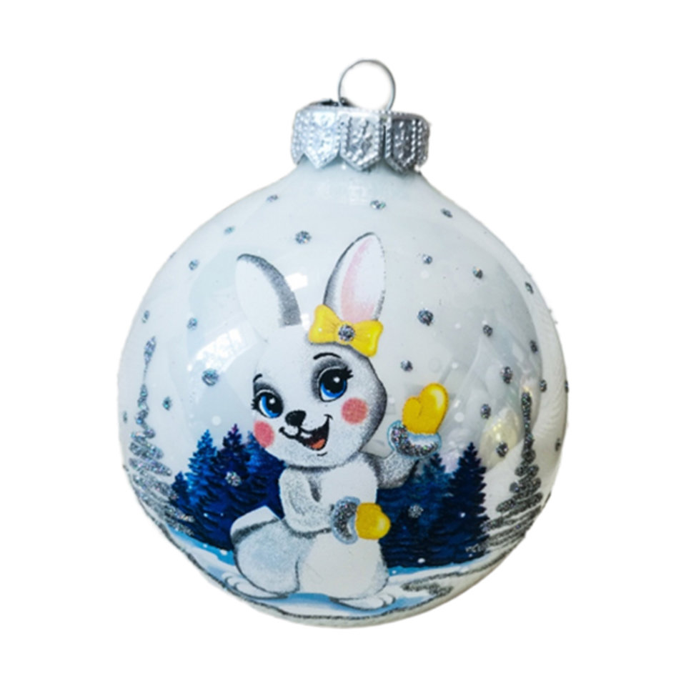 игрушка стеклянный шар Крольчонок-Очаровашка 8см ку-80-224118