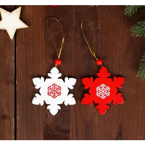 новогоднее украшение деревянное Снежинка 1887057