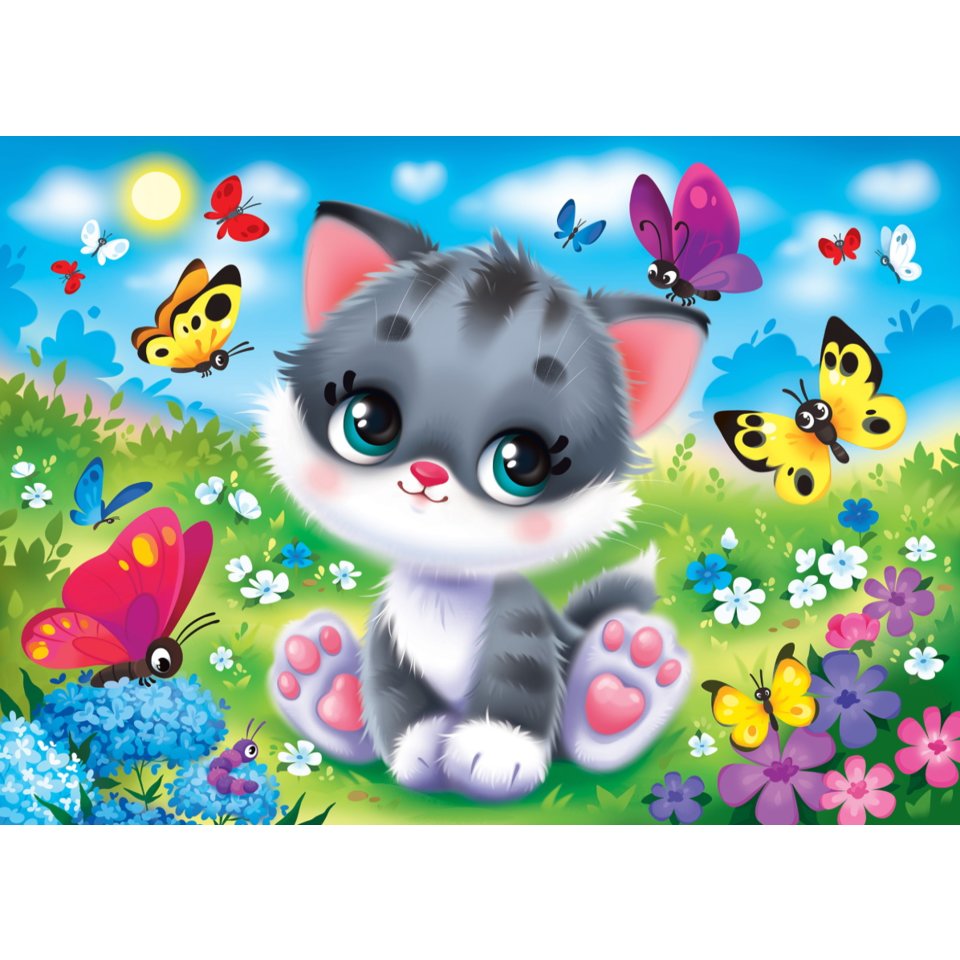 пазлы 15 макси Котенок и бабочки 9481