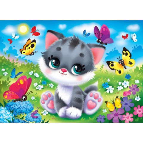 пазлы 15 макси Котенок и бабочки 9481
