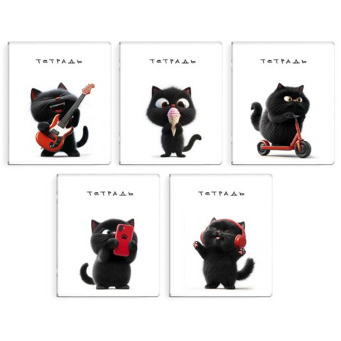 тетрадь 48л Черный кот клетка 68551