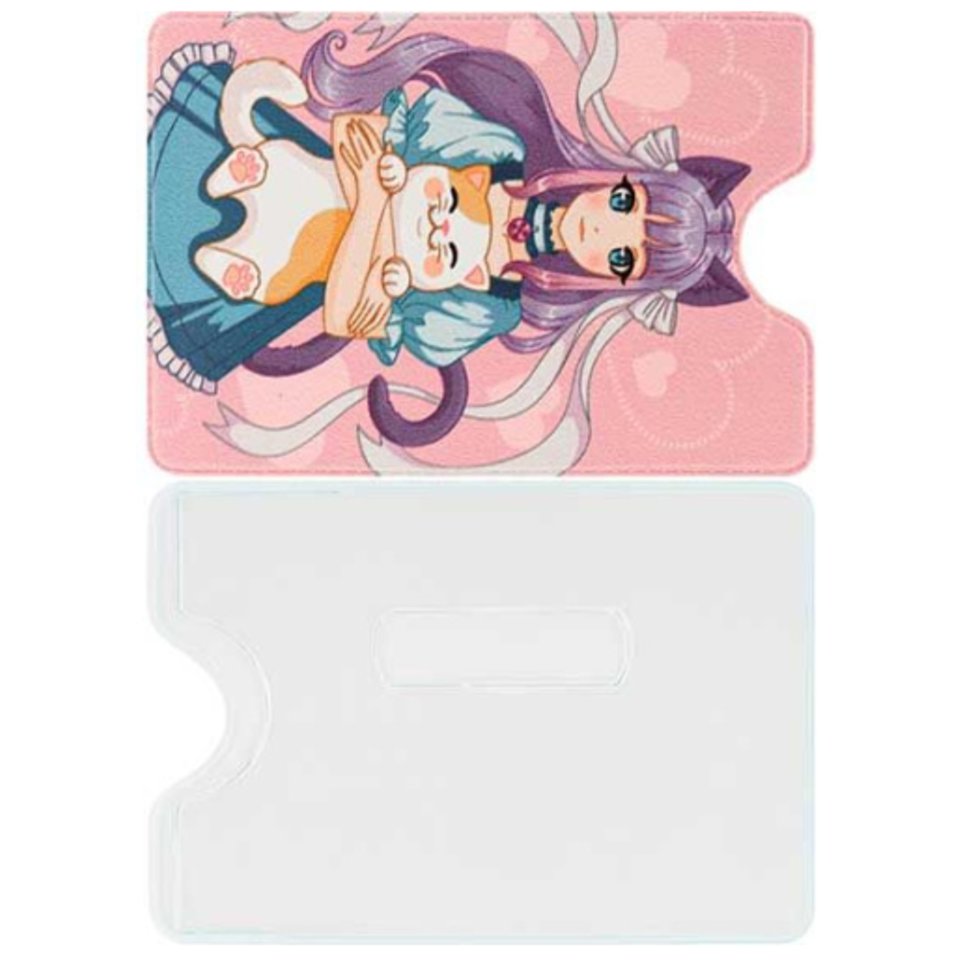 обложка для пропуска девочка и котик пвх оп-2701