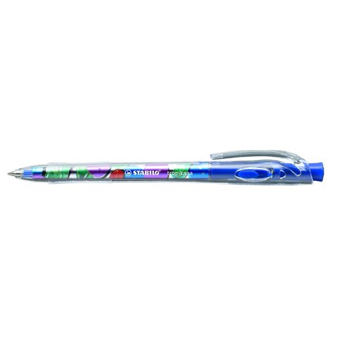 ручка шариковая STABILO автоматическая Tropikana синяя, резиновая вставка