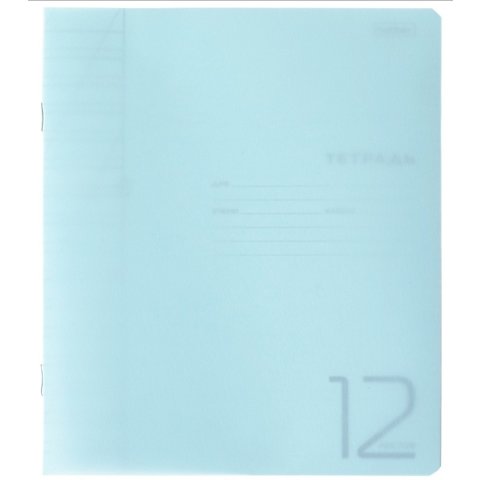 тетрадь 12л бирюзовая пластик косая линия 086561
