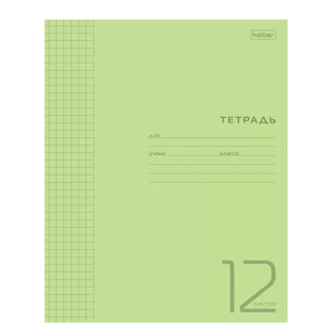 тетрадь 12л зеленая пластик клетка 083406