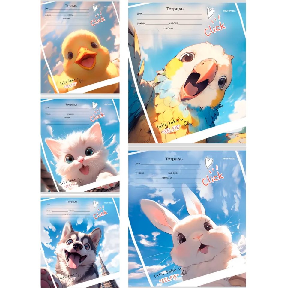 тетрадь 12 листов забавные животные клетка 3928