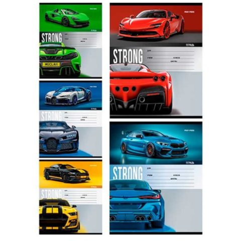 тетрадь 18 листов разные автомобили клетка 4312