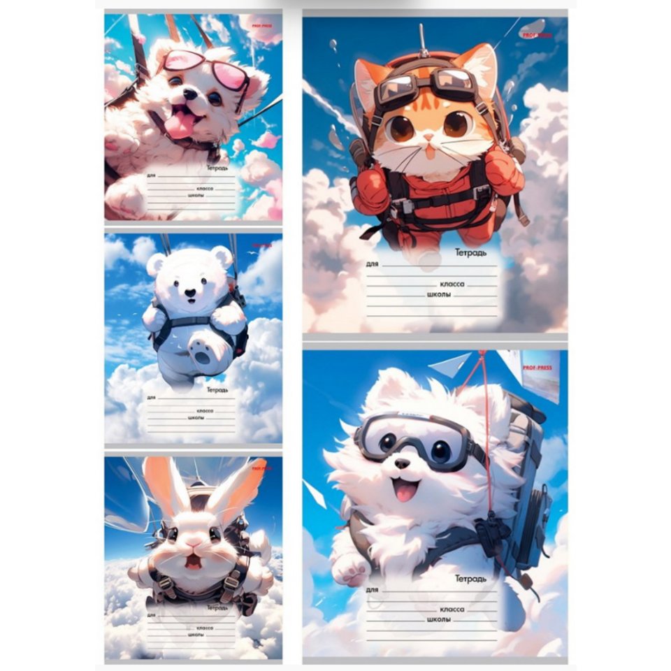 тетрадь 12 листов животные в полете косая 5779