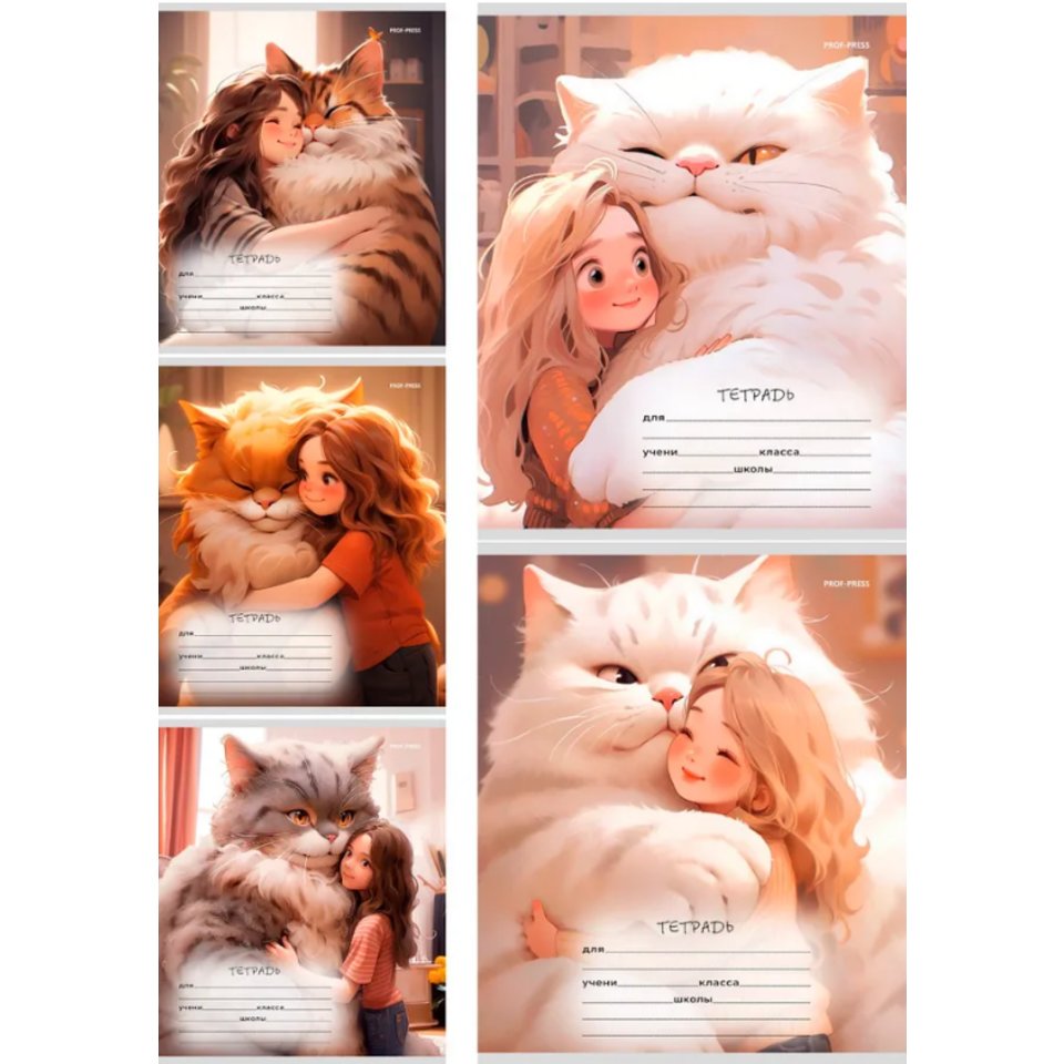 тетрадь 12 листов огромные котики линия 3932