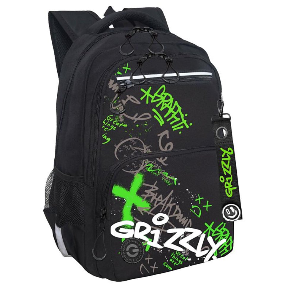рюкзак для мальчика GRIZZLY черный/зеленый rb-554-7/2 рюкзак для мальчика GRIZZLY черный/зеленый rb-554-7/2