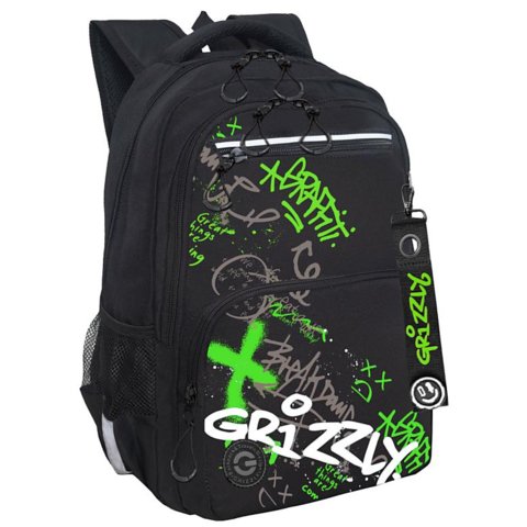 рюкзак для мальчика GRIZZLY черный/зеленый rb-554-7/2 рюкзак для мальчика GRIZZLY черный/зеленый rb-554-7/2